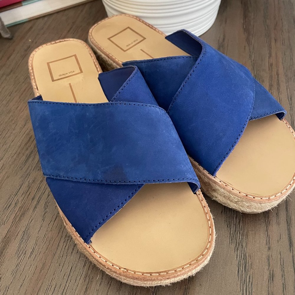 Dolce Vita Wedge Blue Espadrille Sandals Size 8.5